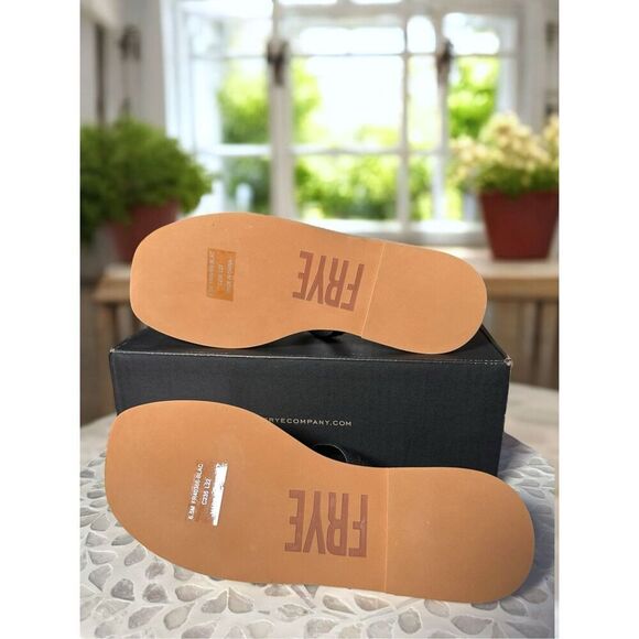 Frye Faye Leather Strappy Slide Sandals Black Flat Women’s Size 6.5 NIB - Picture 10 of 13